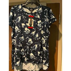 Ellen Tracy Womens Dusty Floral Navy HiLo Hem Tunic Top Size M NWT 1483912